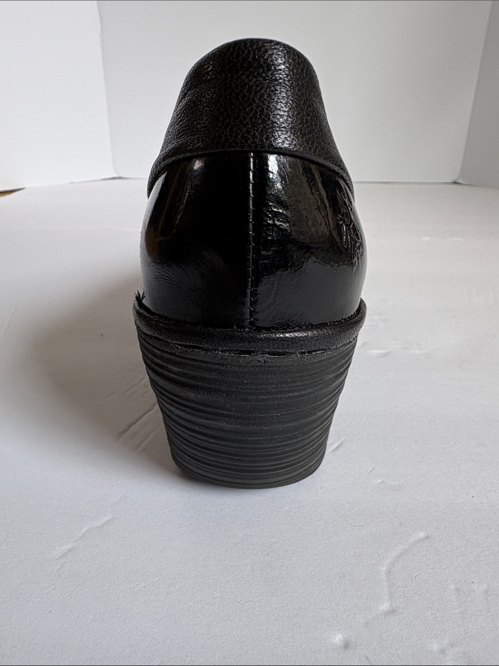 Fly London Yoko wedge pump black patent leather textured matte leather platform - Picture 16 of 16
